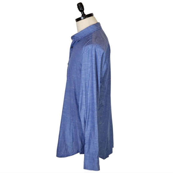 Banana Republic Grant Fit Blue Speckled Cotton Shirt Size L Long Sleeve - Picture 3 of 8
